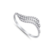 14K .17ct G SI White Gold Wave Diamond Eternity Bands Ring Size 6.5