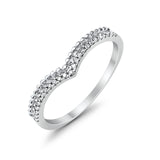 14K .08ct White Gold V Shape Chevron Accent Diamond Eternity Bands Size 6.5