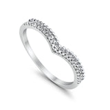 14K .08ct White Gold V Shape Chevron Accent Diamond Eternity Bands Size 6.5