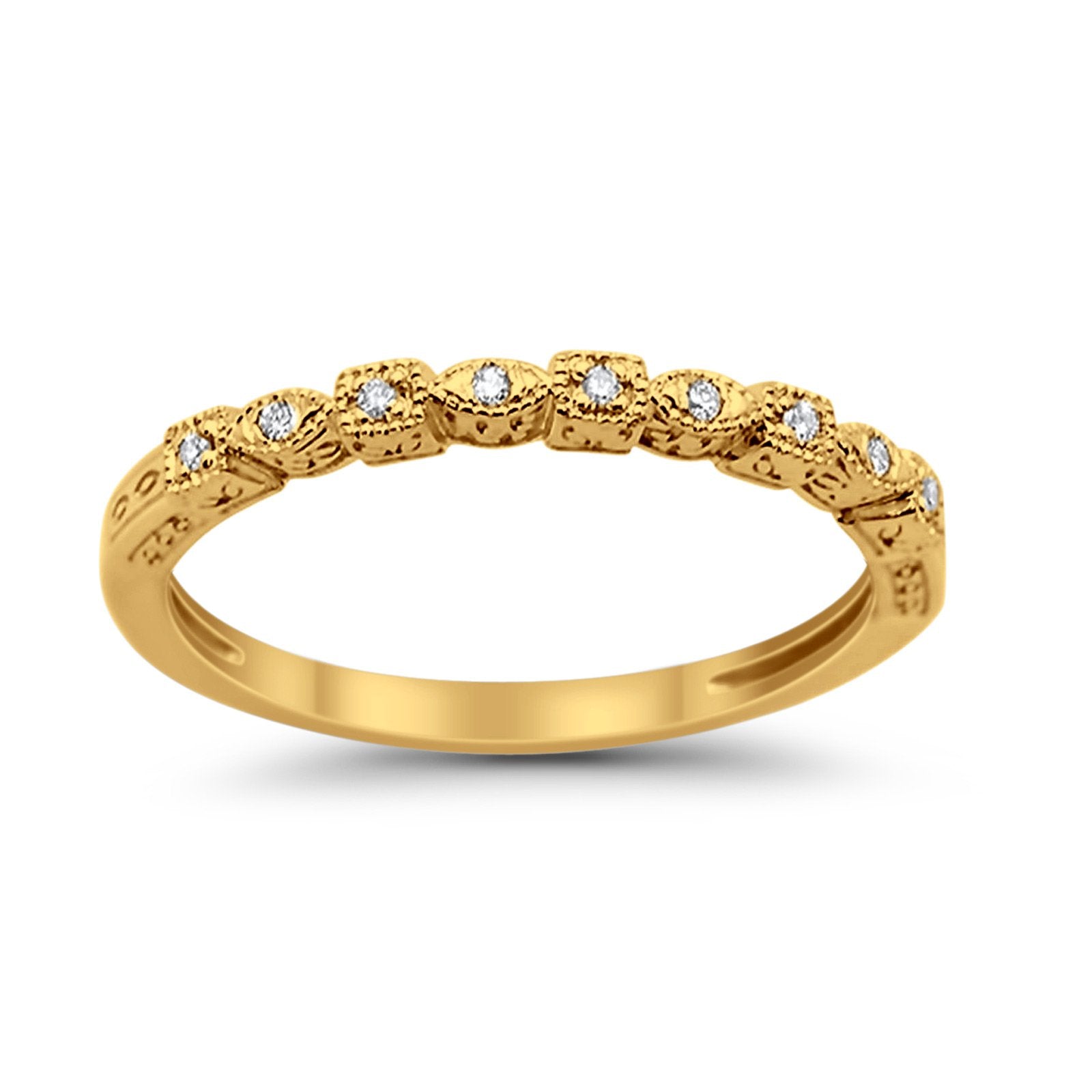 14K .06ct Yellow Gold Diamond Eternity Bands Anniversary Wedding Stackable Size 6.5