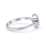 Fashionable Universe Cute Moon Engagement Ring Round Simulated Cubic Zirconia 925 Sterling Silver
