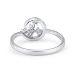 Fashionable Universe Cute Moon Engagement Ring Round Simulated Cubic Zirconia 925 Sterling Silver