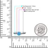 Celtic Style Round Thumb Ring Oxidized Statement Fashion Ring Band Lab Created Blue Opal 925 Sterling Silver