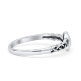 Celtic Style Round Thumb Ring Oxidized Statement Fashion Ring Band Lab Created White Opal 925 Sterling Silver