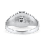 Petite Dainty Statement Fashion Oval Thumb Ring Lab Created Blue Opal Solid 925 Sterling Silver