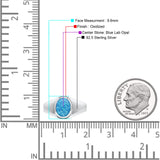 Petite Dainty Statement Fashion Oval Thumb Ring Lab Created Blue Opal Solid 925 Sterling Silver