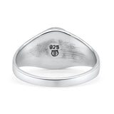 Petite Dainty Statement Fashion Oval Thumb Ring Simulated Turquoise Solid 925 Sterling Silver