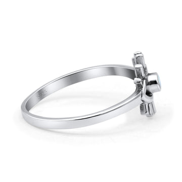 Evil Eye Thumb Ring Fashion Oxidized Round Lab White Opal Solid 925 Sterling Silver