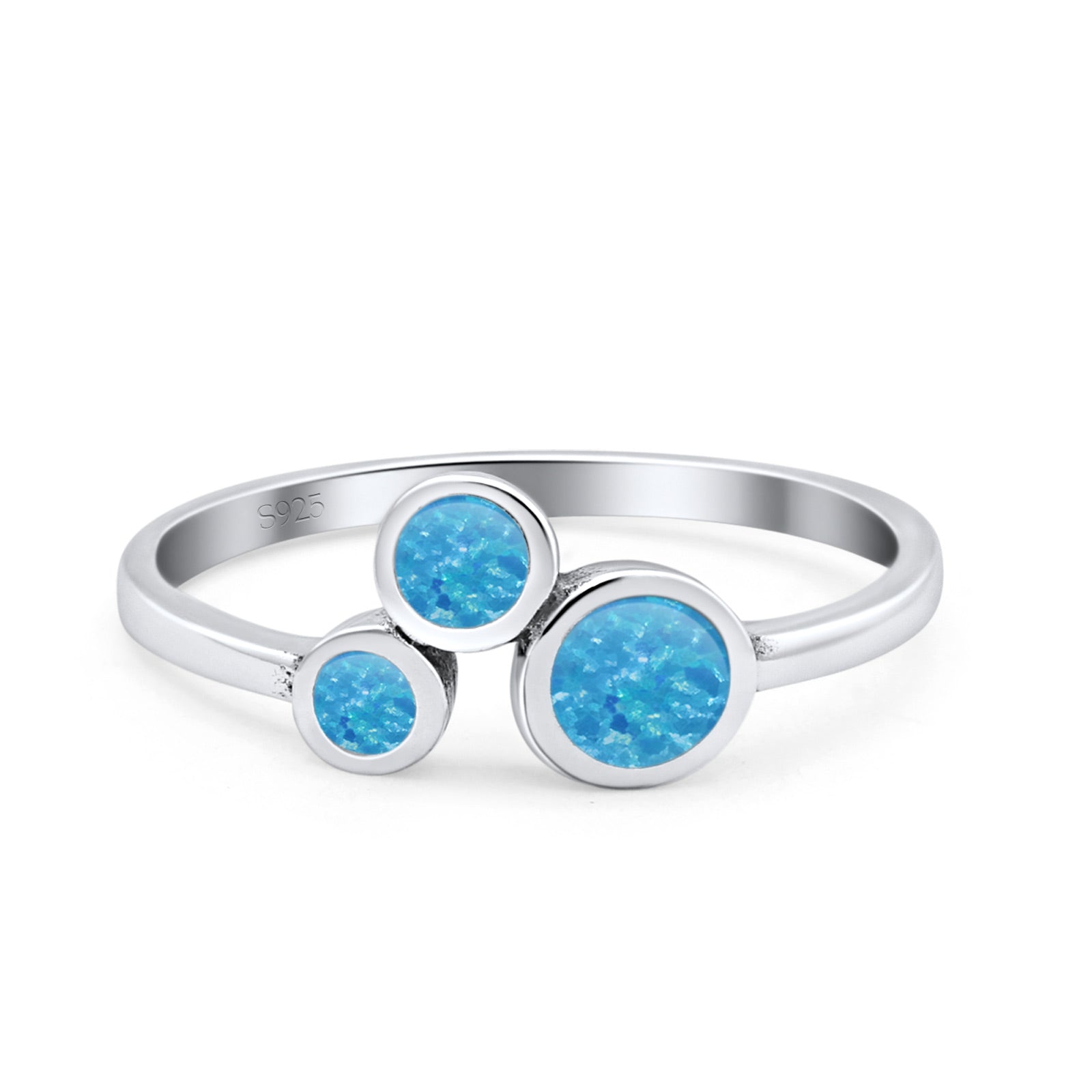 New Design Petite Dainty Fashion Thumb Ring Lab Created Blue Opal Solid 925 Sterling Silver