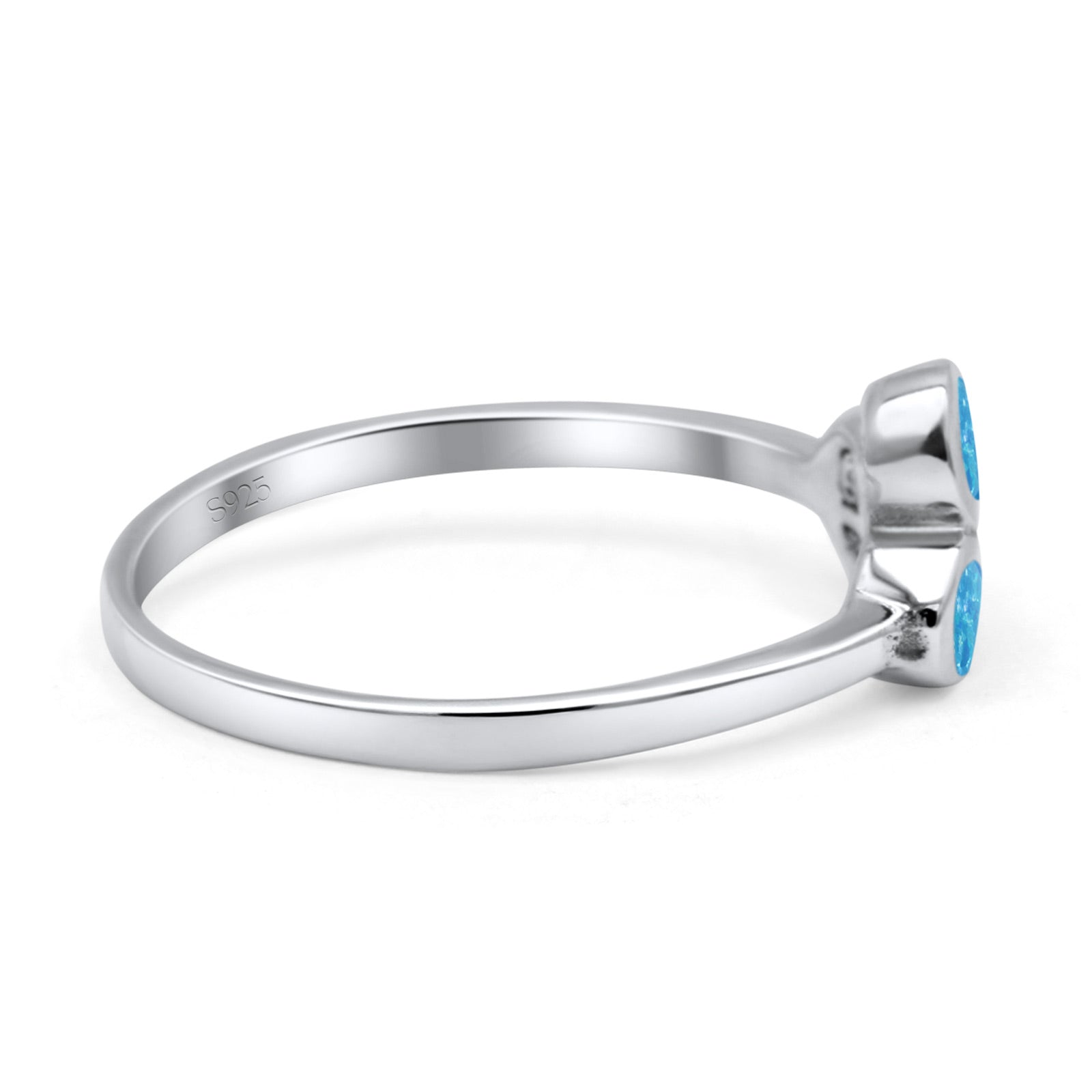 New Design Petite Dainty Fashion Thumb Ring Lab Created Blue Opal Solid 925 Sterling Silver