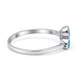 New Design Petite Dainty Fashion Thumb Ring Lab Created Blue Opal Solid 925 Sterling Silver
