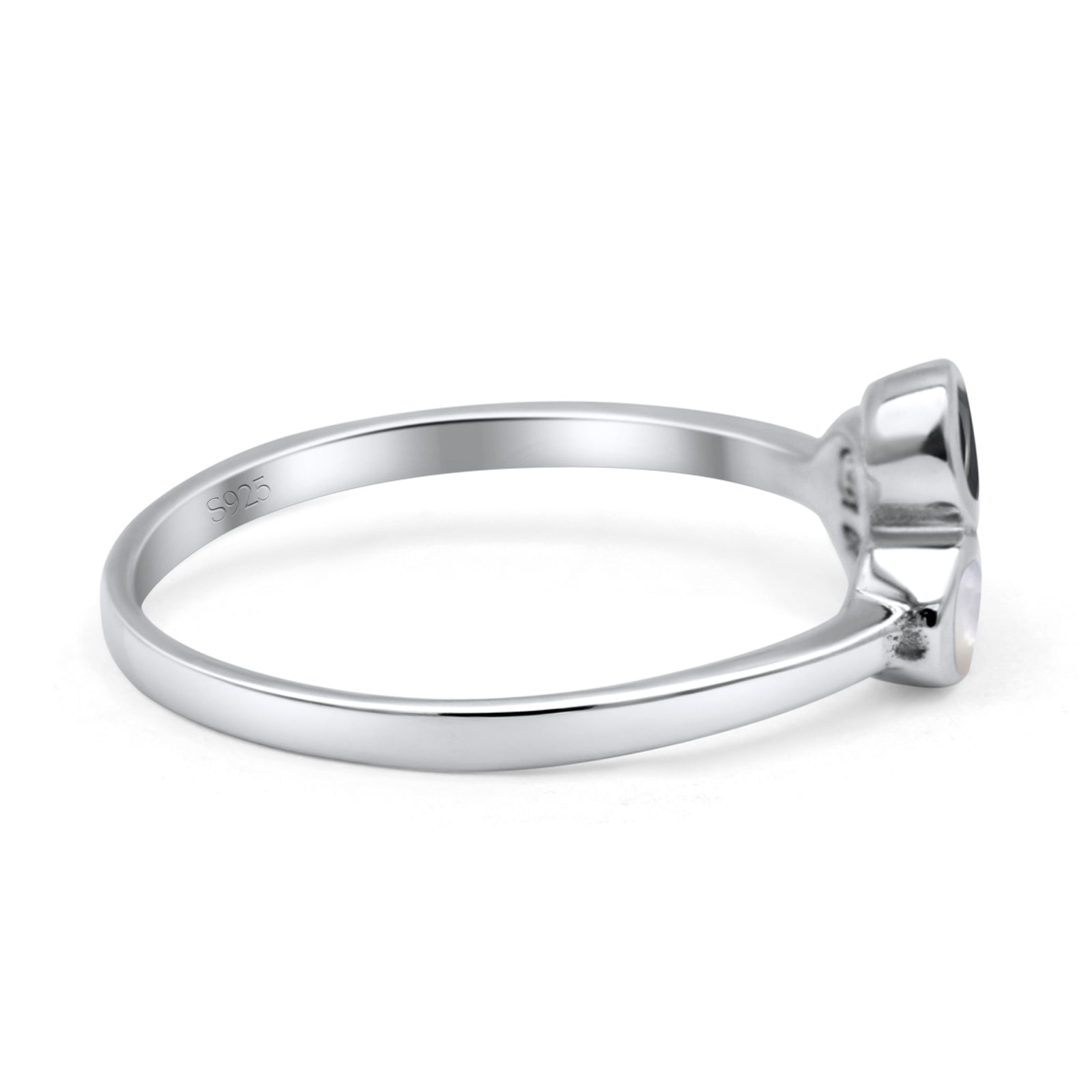 New Design Petite Dainty Fashion Thumb Ring Simulated Turquoise, Moonstone, Black Agate 925 Sterling Silver