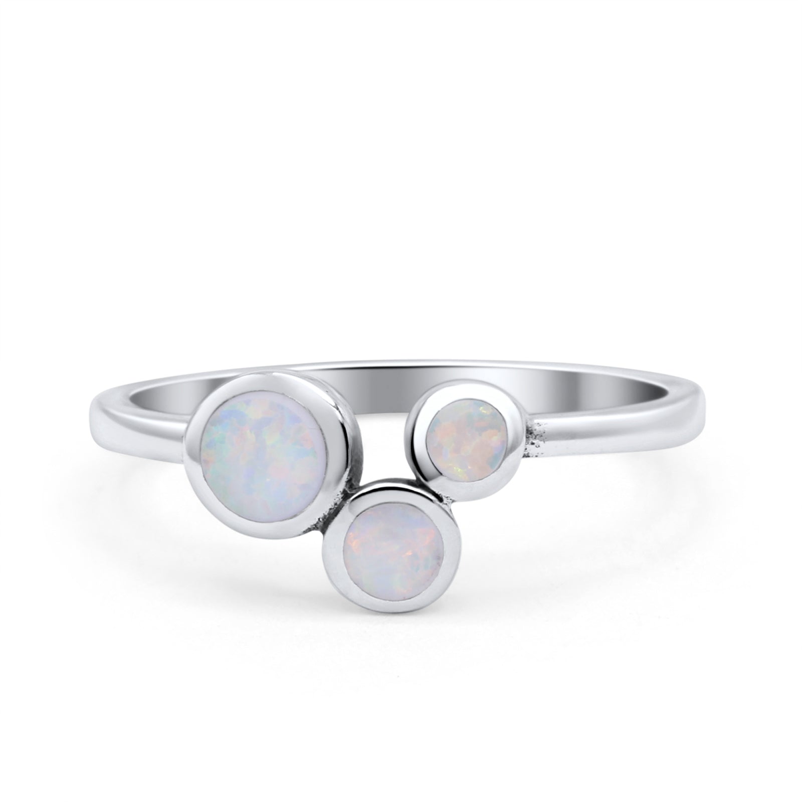New Design Petite Dainty Fashion Thumb Ring Lab Created White Opal Solid 925 Sterling Silver