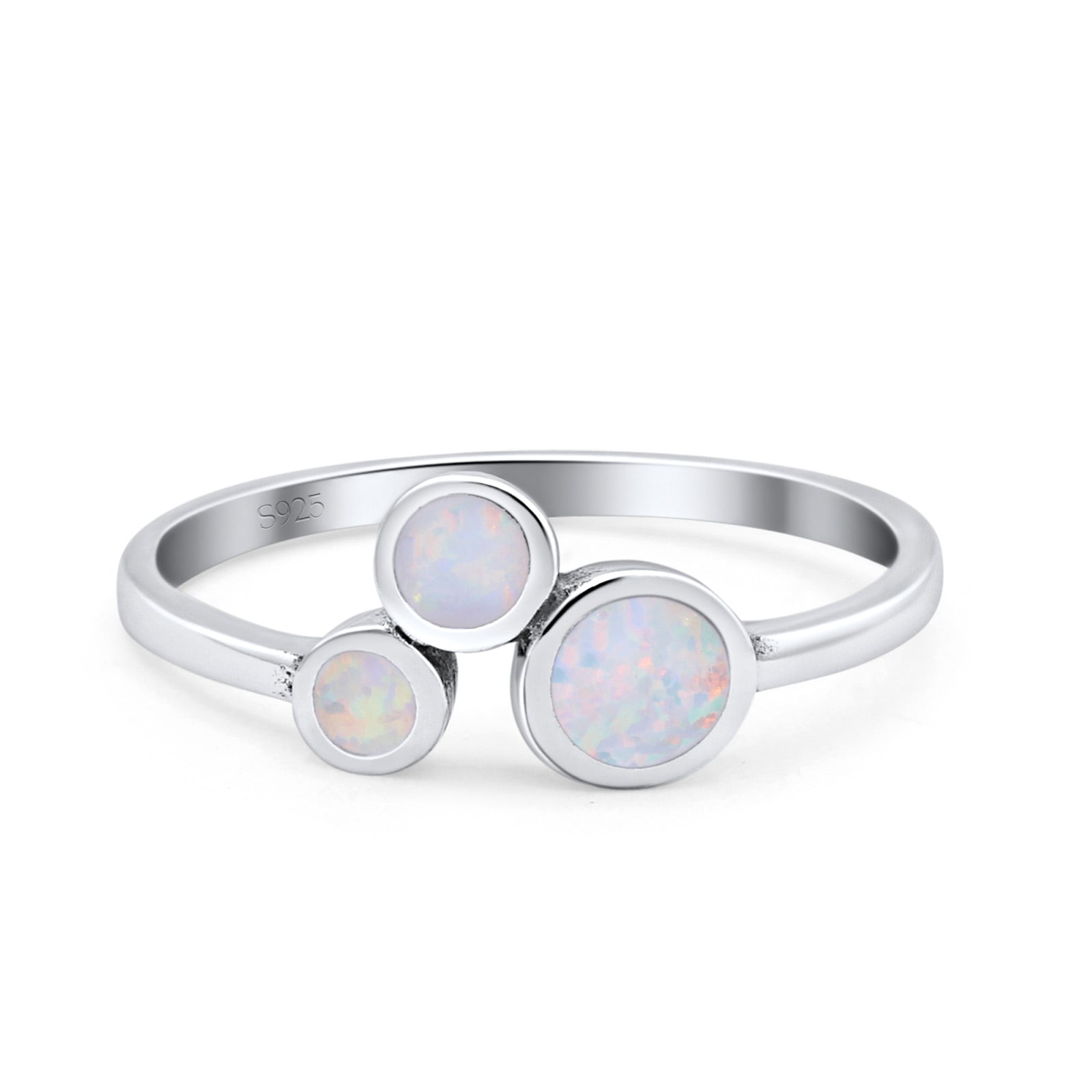 New Design Petite Dainty Fashion Thumb Ring Lab Created White Opal Solid 925 Sterling Silver