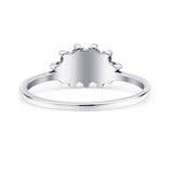 Crescent Oxidized Bali Half Moon Trendy Statement Fashion Ring Lab Created Blue Opal 925 Sterling Silver