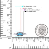 Crescent Oxidized Bali Half Moon Trendy Statement Fashion Ring Lab Created Blue Opal 925 Sterling Silver