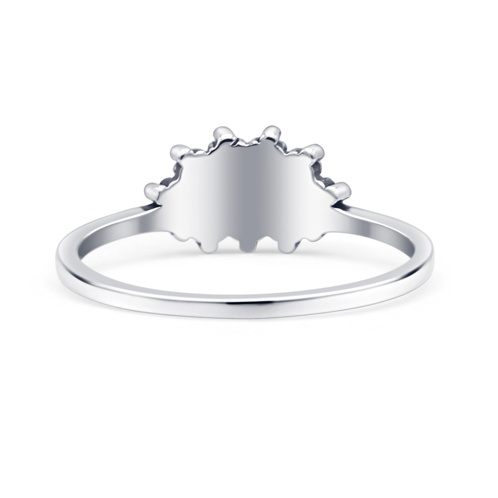 Crescent Oxidized Bali Half Moon Trendy Statement Fashion Ring Lab Created White Opal 925 Sterling Silver