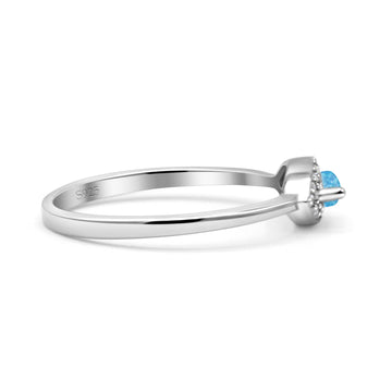 Eye Thumb Ring Trendy Statement Fashion Ring Lab Created Blue Opal 925 Sterling Silver