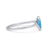 Solitaire Heart Promise Ring Band Statement Fashion Ring Lab Created Blue Opal 925 Sterling Silver