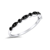 Half Eternity Wedding Band Round Simulated Black CZ 925 Sterling Silver