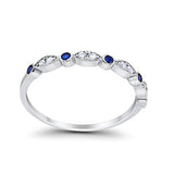 Half Eternity Wedding Band Round Simulated Blue Sapphire CZ 925 Sterling Silver