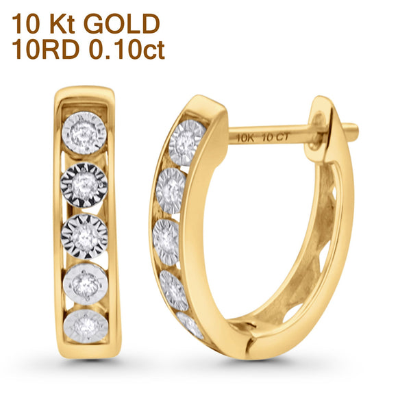 Wholesale Solid 10K Yellow Gold 14mm Round Diamond Hoop