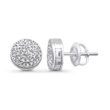 Solid 10K White Gold 8mm Micro Pave Round Classic Diamond Stud Earring With Screw Backing Wholesale