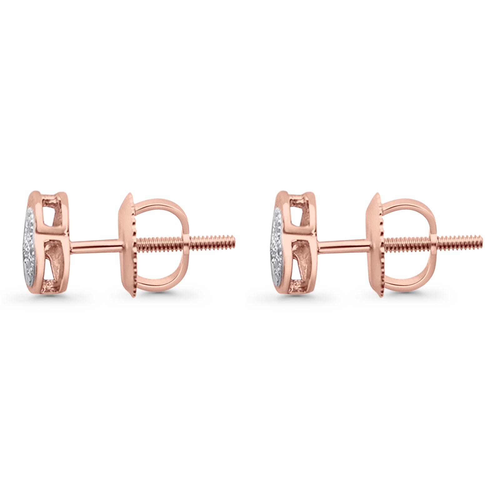 Solid 10K Rose Gold 6mm Diamond Heart Earrings Wholesale