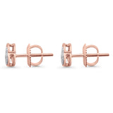 Solid 10K Rose Gold 6mm Diamond Heart Earrings Wholesale