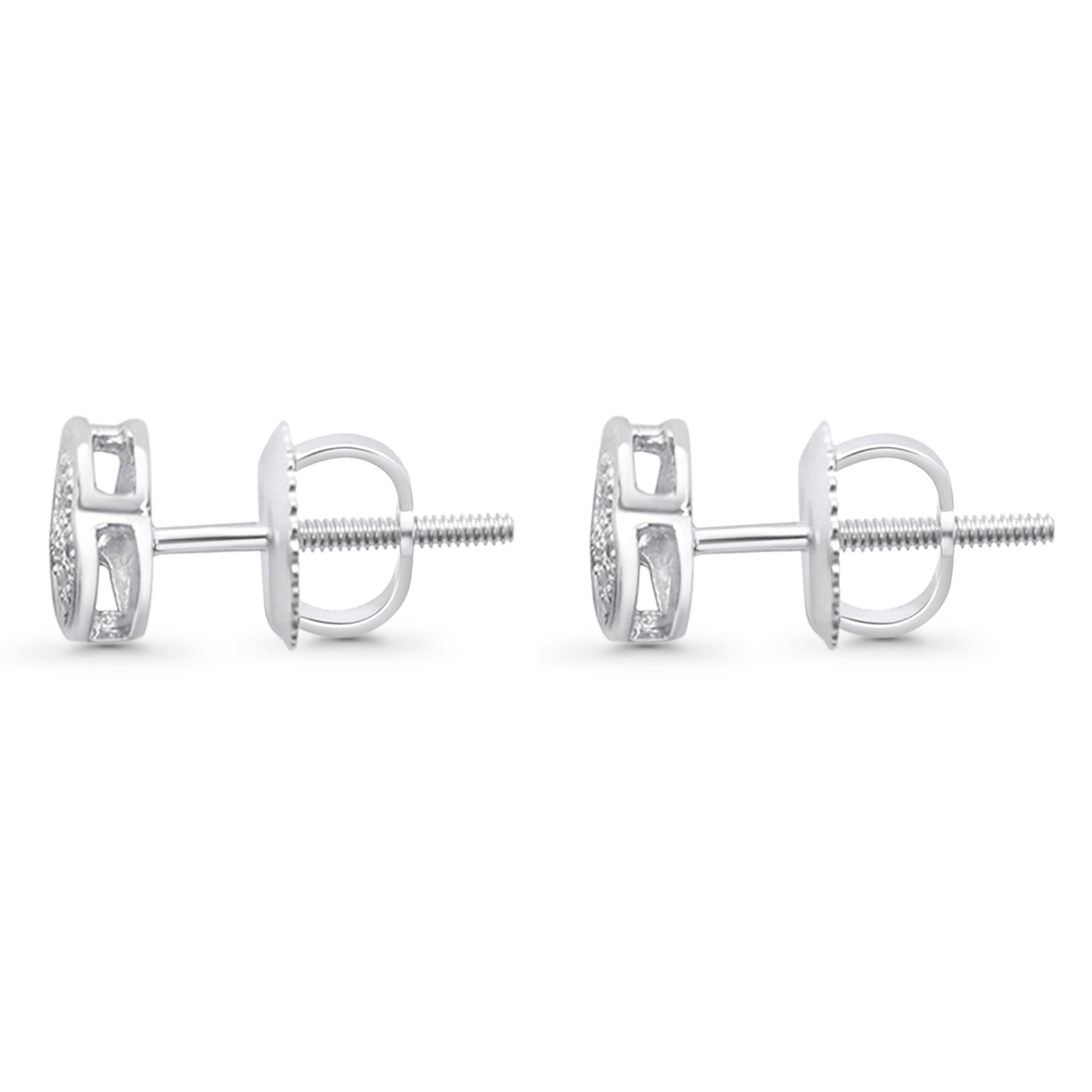 Solid 10K White Gold 6mm Diamond Heart Earrings Wholesale