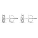 Solid 10K White Gold 6mm Diamond Heart Earrings Wholesale