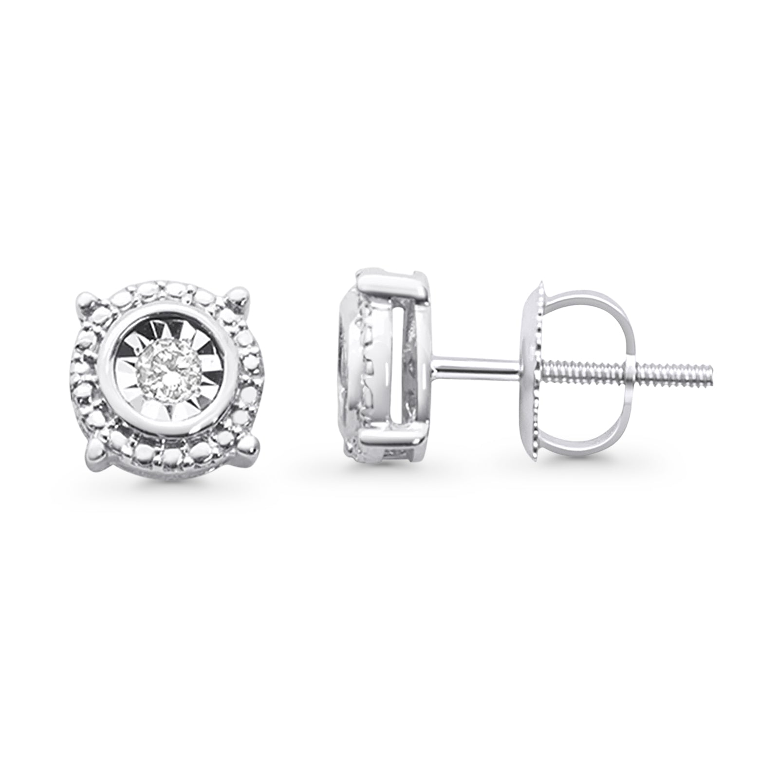 Solid 10K White Gold 7mm Round Diamond Stud Earrings Wholesale