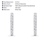 Diamond Line Stud Earrings 12.7mm Round Fashion 10K White Gold Wholesale