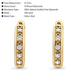 Solid 10K Yellow Gold 12.7mm Round Diamond Hoop Earrings Wholesale