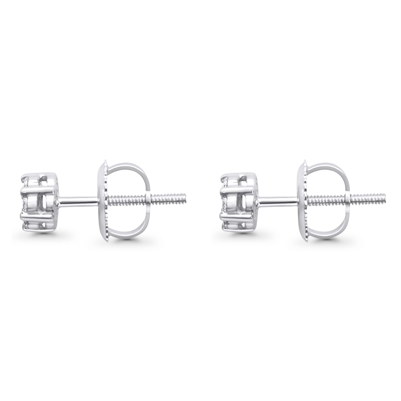 Solid 10K White Gold 4.9mm Round Cluster Diamond Stud Earrings Wholesale