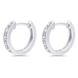 Solid 10K White Gold 12.7mm Round Half Eternity Diamond Hoop Earrings Wholesale