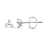 Solid 10K White Gold 4.5mm Trio Round Diamond Stud Earrings Wholesale