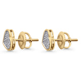 Solid 10K Yellow Gold 7.9mm Heart Shaped Round Diamond Stud Earrings Wholesale