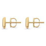 Solid 10K Yellow Gold 6.9mm Square Shaped Round Diamond Stud Earrings Wholesale