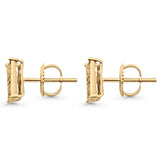 Solid 10K Yellow Gold 7.7mm Square Shaped Round Diamond Stud Earrings Wholesale