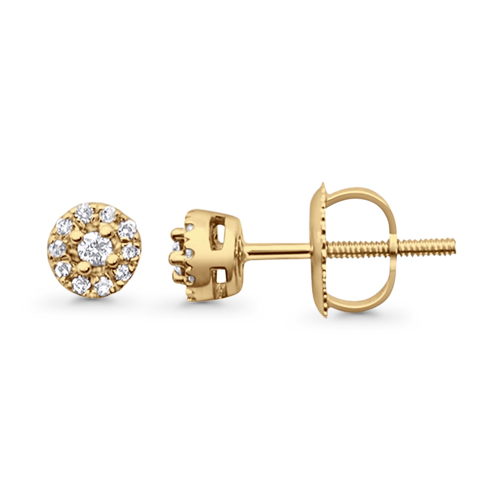 Solid 10K Yellow Gold 4.5mm Round Diamond Stud Earrings Wholesale