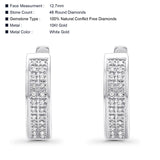 Solid 10K White Gold 12.7mm Round Diamond Hoop Huggie Earrings Wholesale