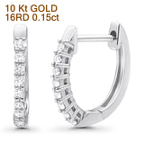 Solid 10K White Gold 12.7mm Round Diamond Hoop Huggie Earrings Wholesale