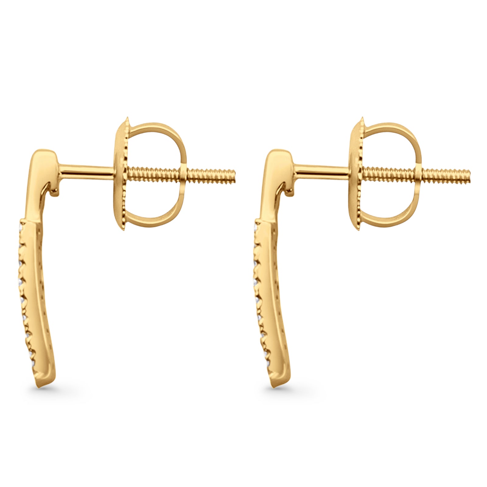 Solid 10K Yellow Gold 12.7mm Rectangular Diamond Stud Earrings Wholesale