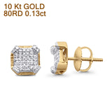 Diamond Stud Earrings 7.6mm Octagonal Shaped 10K Yellow Gold Wholesale