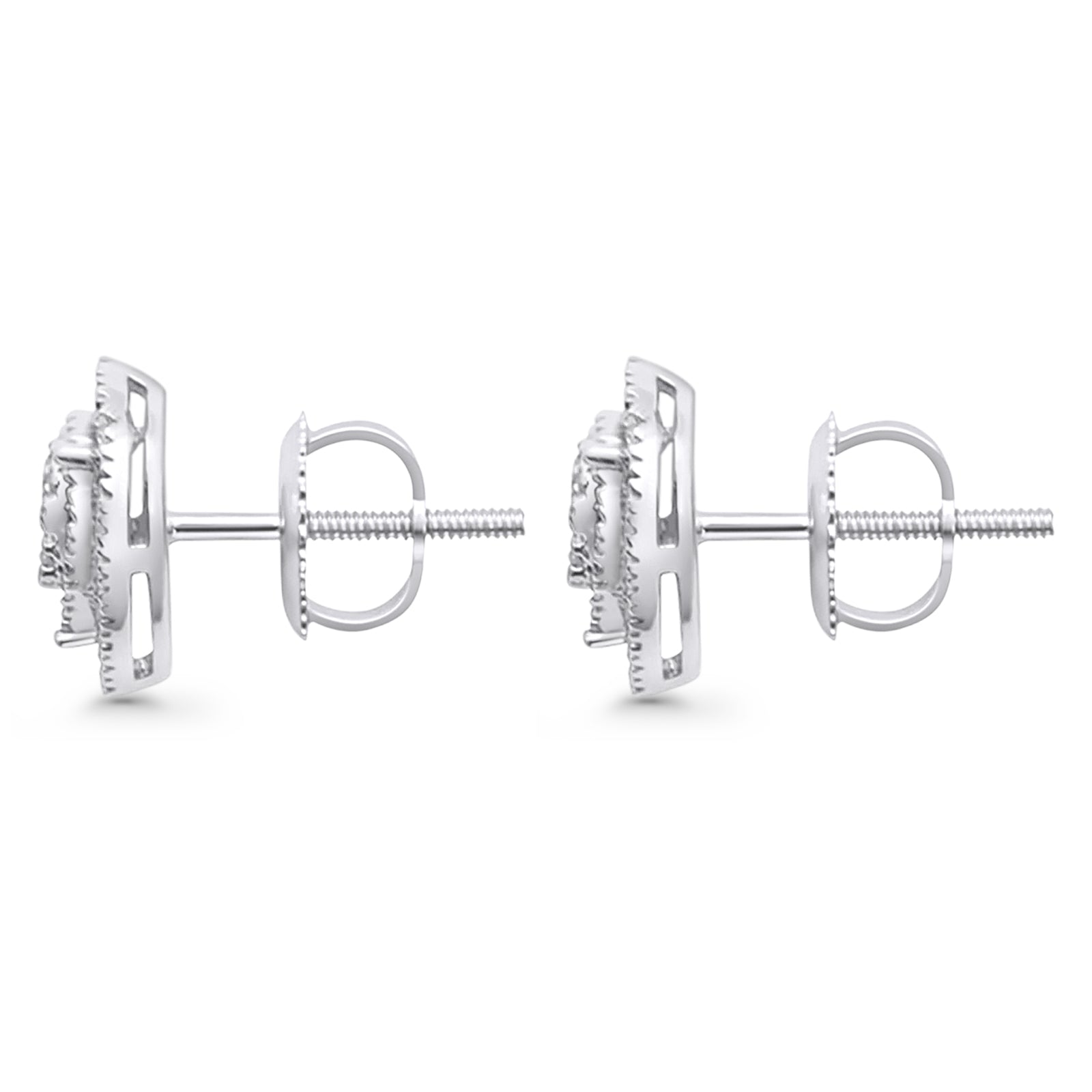 Solid 10K White Gold 9mm Teardrop Pear Shaped Round Diamond Stud Earrings Wholesale