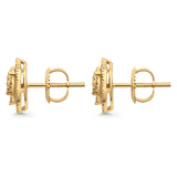 Solid 10K Yellow Gold 9mm Teardrop Pear Shaped Round Diamond Stud Earrings Wholesale