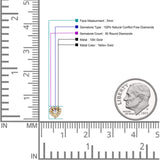 Diamond Heart Stud Earrings Halo Round 10K Yellow Gold 5mm Wholesale