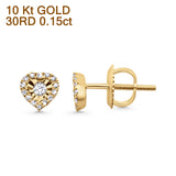 Diamond Heart Stud Earrings Halo Round 10K Yellow Gold 5mm Wholesale