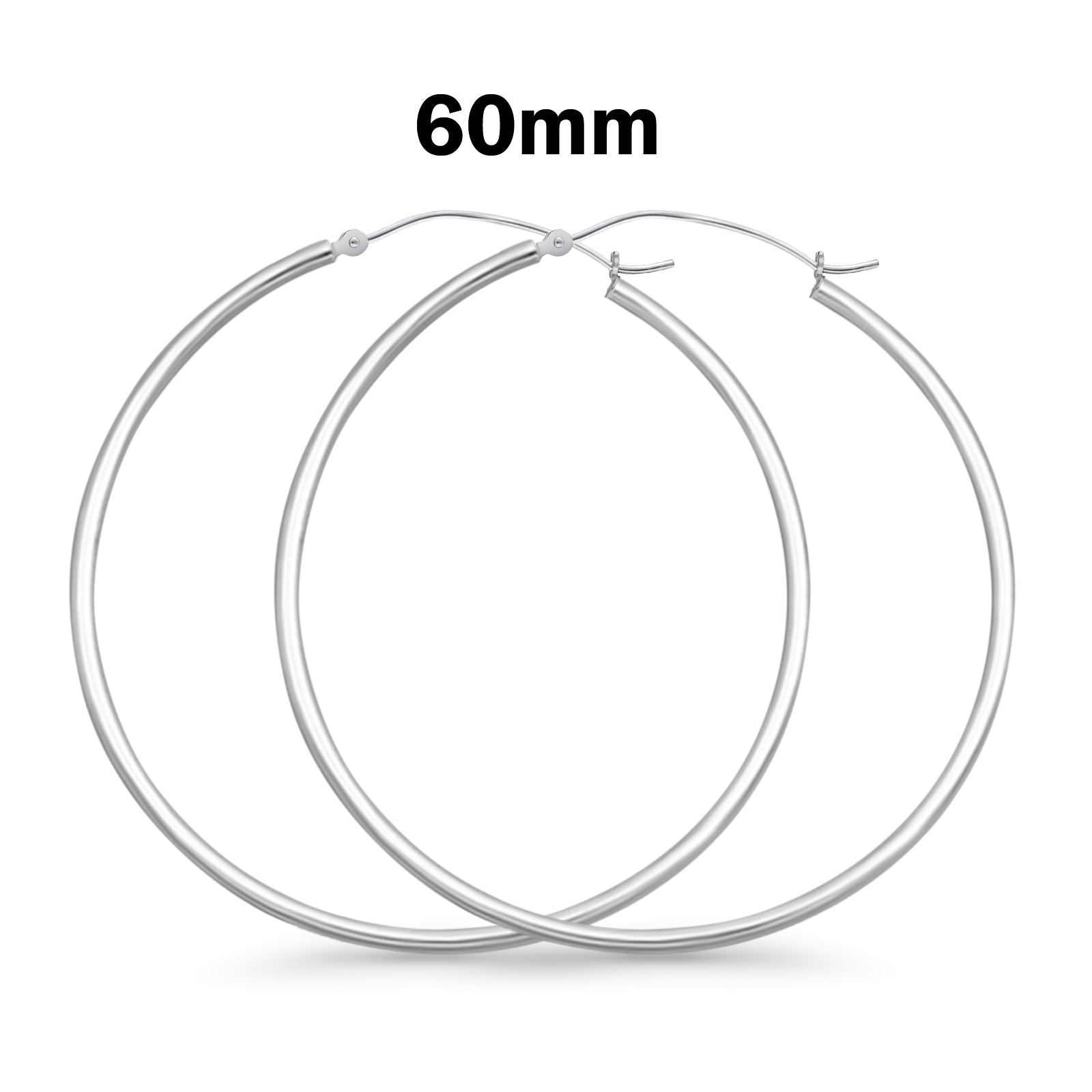 1.5mm Thickness Snap Post Hoop Earring Hoop Earrings Round 925 Sterling Silver (10mm-80mm)